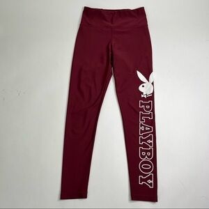 HTF Playboy 90s Y2K Cranberry Red Graphic Bunny Head Active Pocket Leggings Pant